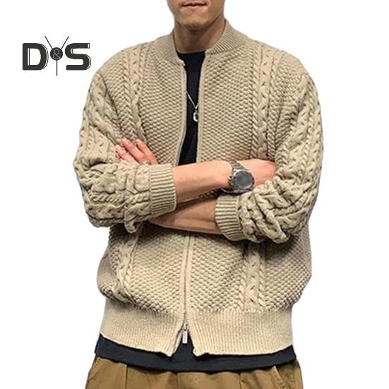 

Осень-зима мужской свитер кардиган с круглым вырезом трикотаж плотный эластичный длинный рукав свободный теплый однотонный трикотаж на молнии повседневная одежда свитер пальто XL