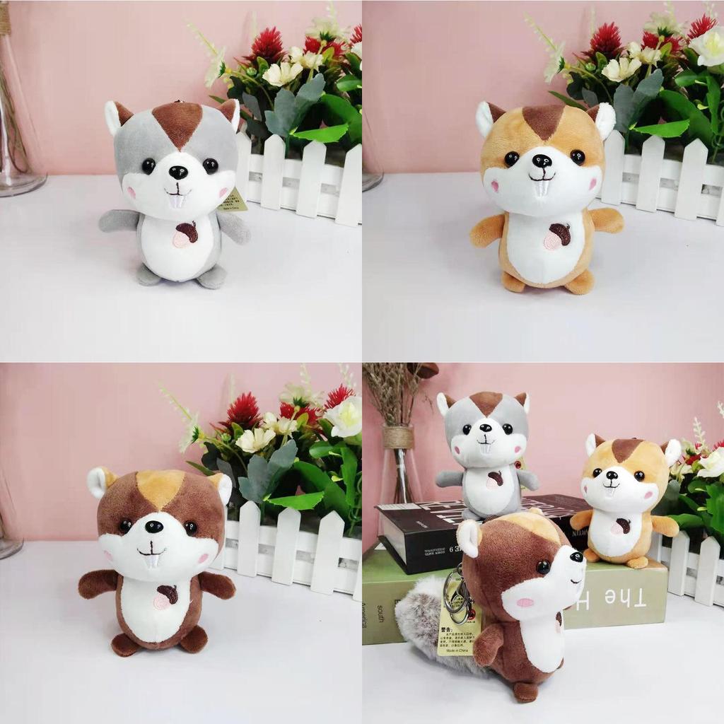 Charming Grey Yellow And Brown Squirrel Plush Keychain Soft Toy For Accessories And Gifts
