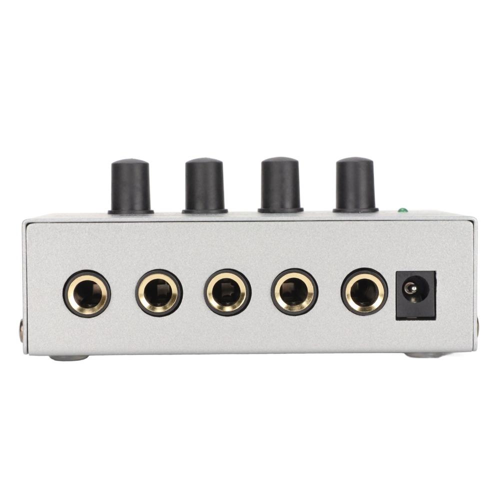 For US Plug 4 Channel Stereo Headphone Amplifier Ultra Compact Mini Earphone Splitter Sound Mixer