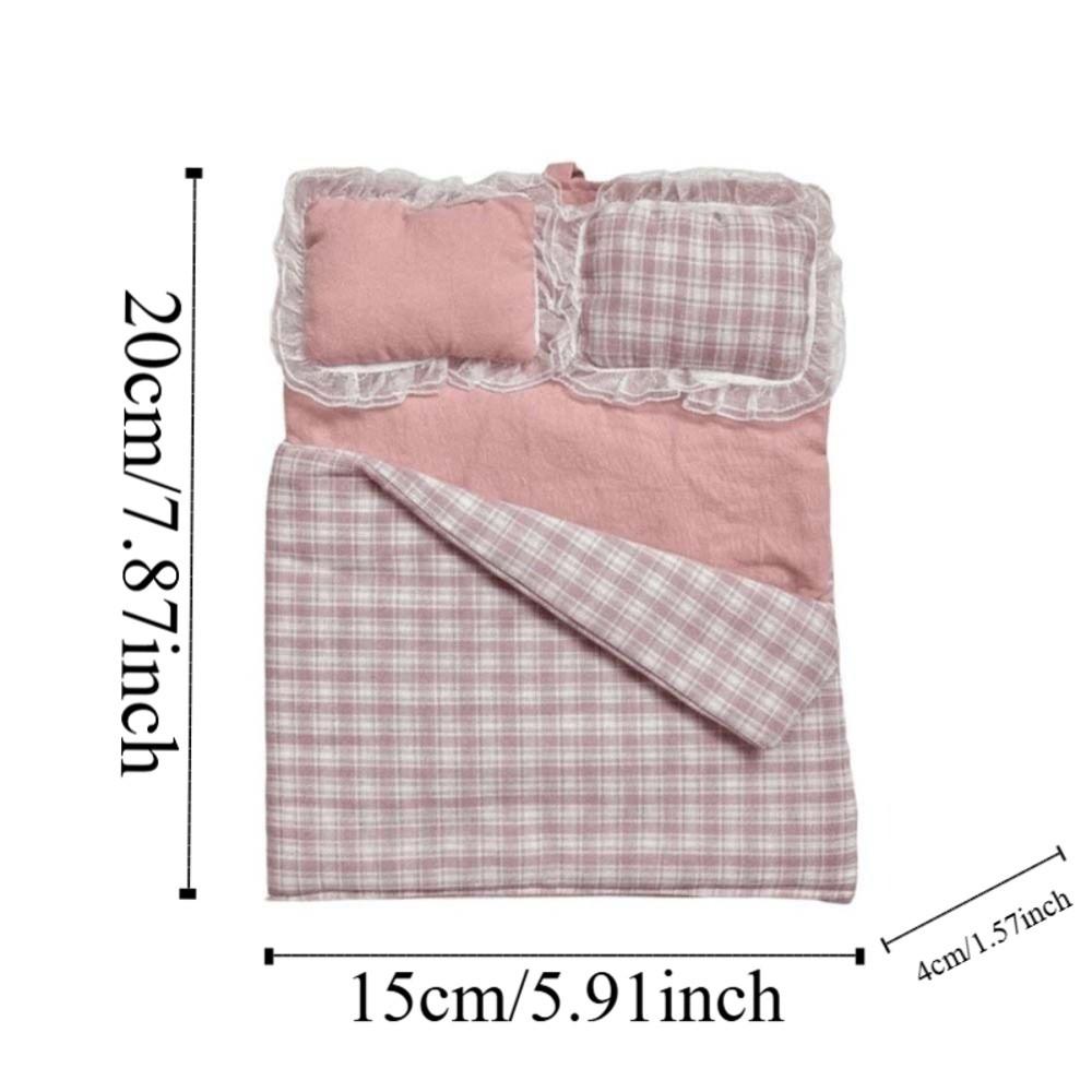Adjustable Strap Lace Plaid Cloth Pouch Polyester Countryside Style Pillow Crossbody Bag Lightweight Bow Storage Shoulder Bag