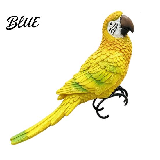 Pflanzenzubehör für den Außenbereich Papagei Gartendekoration Handbemalte Harz-Vogelfigur mit Metallclip Bunter Schreibtisch Wellensittich Ara Ornament