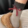 Bow Wool Socks Children Keep Warm In Autumn And Winter New Year'S Birth Year Red Boneless Stacking Socks Versatile Outer Cotton Socks