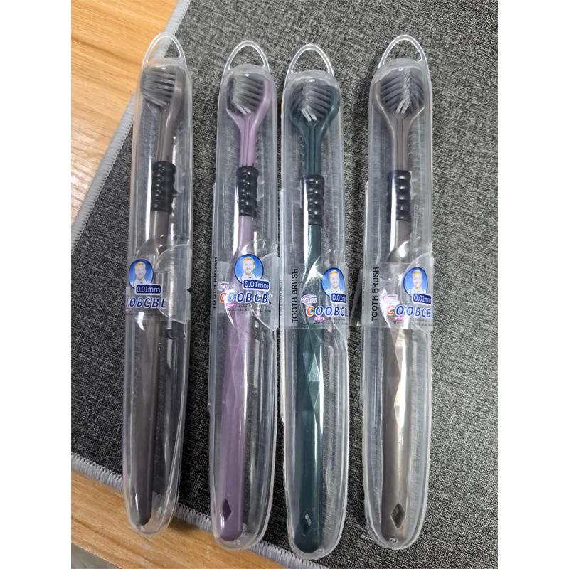 Three-Sided 3D Adult Toothbrush with Soft Bristles and Tongue Scraper