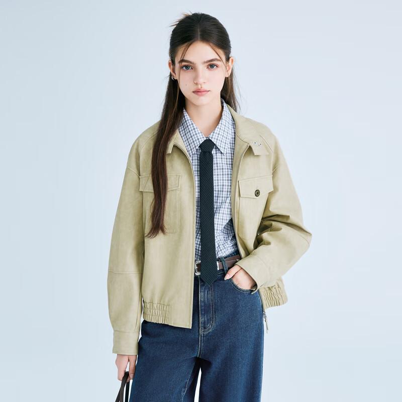 Women s College Style Plaid Tie-Neck Shirt L