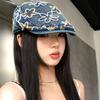 Cloth Denim Forward Cap Y2k Sequin Newsboy Cap Retro Cadet Cap  Travel