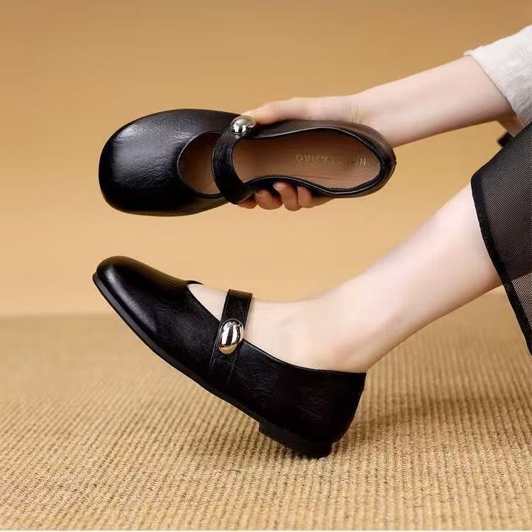 Beautiful Single Shoes Women's Autumn New Gentle Evening Shoes Flat Beanie Shoes Mary Jane Women's Shoes