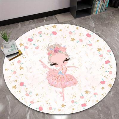 3D Ballet Dancer Print Round Carpet - Living Room Bedroom Floor Decoration Rug - Non-Slip Rug - Christmas Birthday Gift