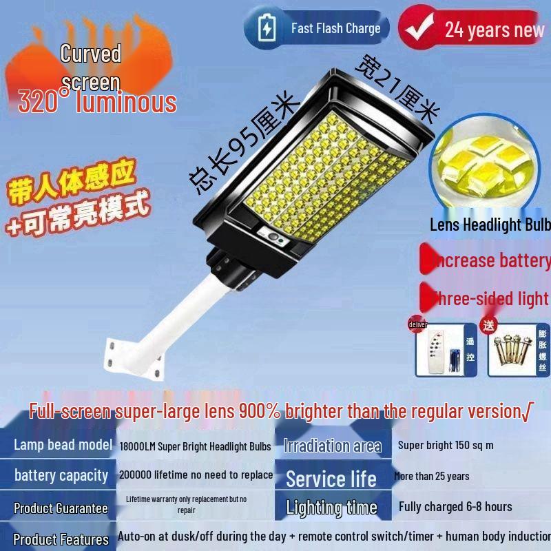 

Solar Million Outdoor Waterproof LED Street Light with Motion Sensor - Super Bright for Courtyard Wall Installation