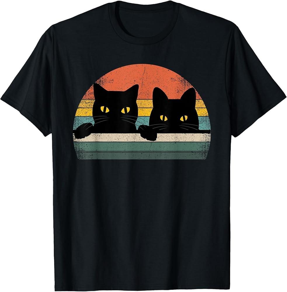 

Black Cat Vintage Retro Style Cats Lover Gift TShirt Unisex T-Shirt XXXL
