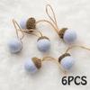 New Year 2023 6pcs Xmas Tree Ornament Wool Felt Pine Tower Ball Pine Cone Acorn String DIY Material Pendant Christmas Decor Home
