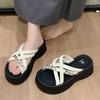 Rhinestone platform high-heeled cool slippers women's summer wear 2025 new silver sandals with skirt casual beach shoes