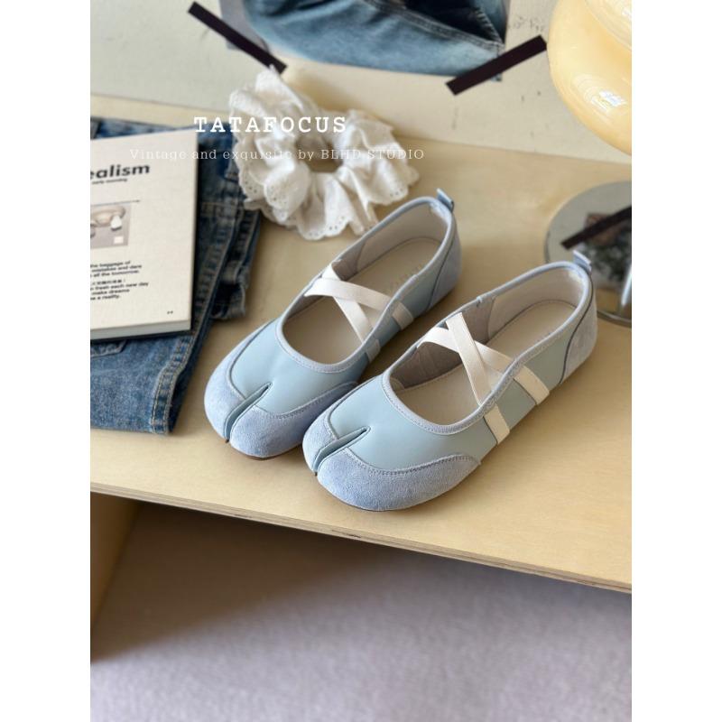 Summer round head shallow mouth soft sole Mary Jane shoes casual cowhide one-word belt single shoes flat shoes women's tide