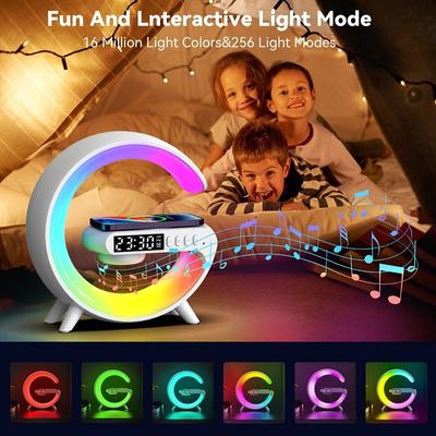 3-in-1-Bluetooth-Lautsprecher für kabelloses Telefonladegerät mit Umgebungslicht, Musik am Bett, Weckfunktion, buntes Licht, tragbares Audio