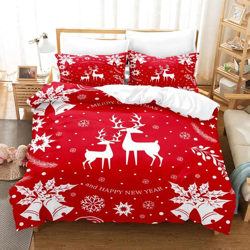 Merry Chrismas Bedding Set Boys Girls Twin Queen Size Duvet Cover Pillowcase Bed Kids Adult Fashion Home Textileextile