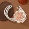Collier de Charme Floral Élégant Chaîne Réglable pour Peau Sensible Perles Simulées Collier Ras du Cou Bijoux pour Femmes Dame