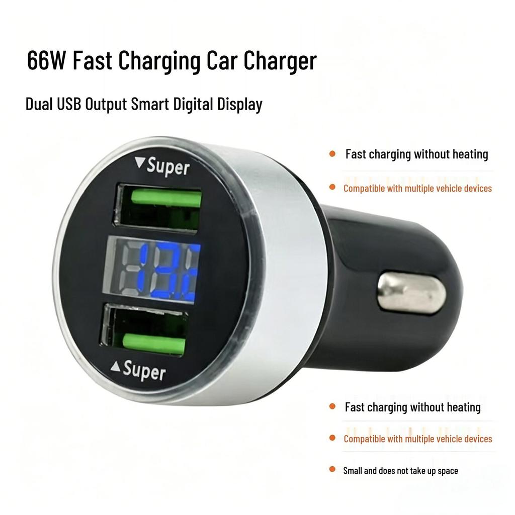 120W Dual Port Car Charger with Digital Display and Super Fast Charging
