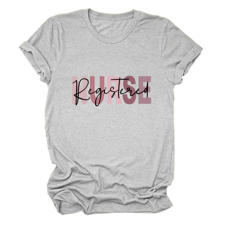 Summer Round Neck Letter Print Top Fashionable Casual Short Sleeved Women's T-shirts