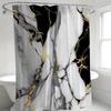 Black, White, And Gold Marble Patterned Shower Curtain, Made Of Polyester Fabric, Machine Washable, Suitable For Bathroom Dcor.