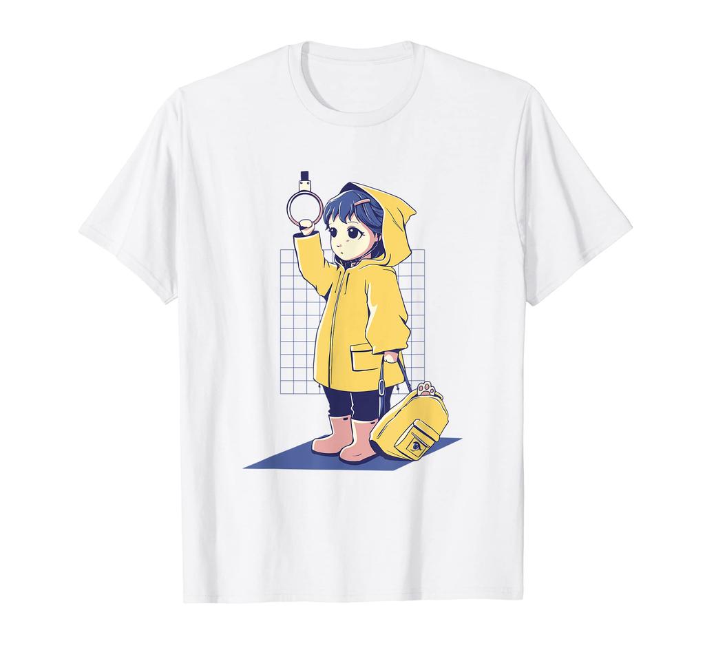 Anime Girl Raincoat Rain Backpack Bus Japanese T-shirt