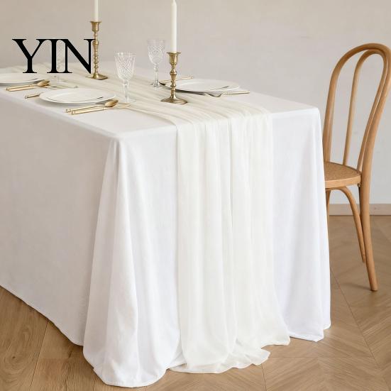 Soft Table Runner Sheer Flowing Runner, Chiffon Wedding Elegant Solid Color Spill Resistant for Dining Home Bridal Shower Party Decor Sophisticated