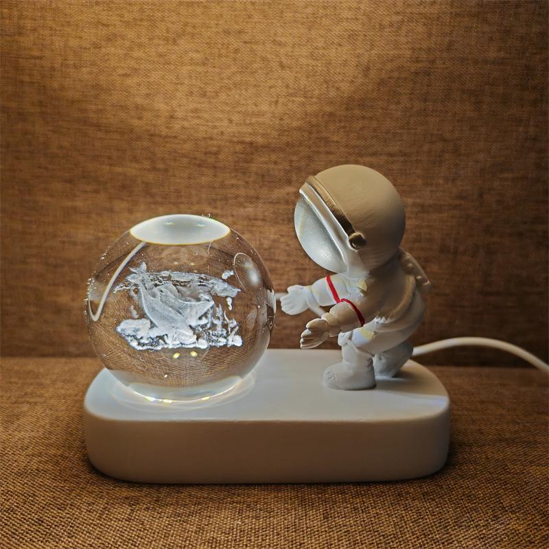 Astronaut Creativ 3D Minge de Cristal Led Lumină de noapte pentru Dormitor Copii Planetă Spațiu Lampă Sistem Solar USB Cadou de Crăciun pentru copii