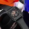 Men's Sports Chronograph Wrist Watch For Men Army Silicone Strap Square Quartz Stop Watch