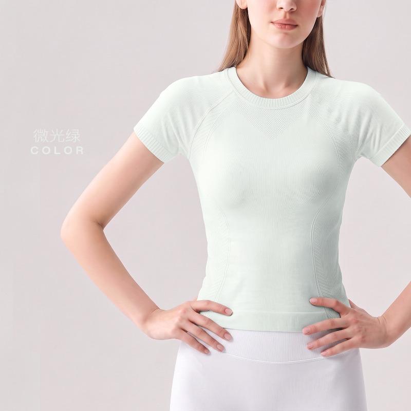 New Seamless Yoga Top-shirt Running Thin Yoga Clothes Sports Fitness Short-sleeved Blouse Women's Pilates Summer