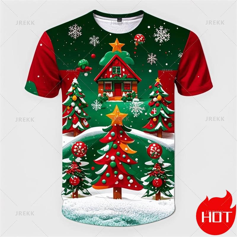 Καλοκαιρινή Μόδα 3D Χαρούμενα Χριστούγεννα Τυπωμένο T-Shirt Χαριτωμένο Άγιος Βασίλης Χριστουγεννιάτικα Γραφικά T-shirts Άνδρες Αστεία Ρούχα Δρόμου Ανδρικά Ρούχα