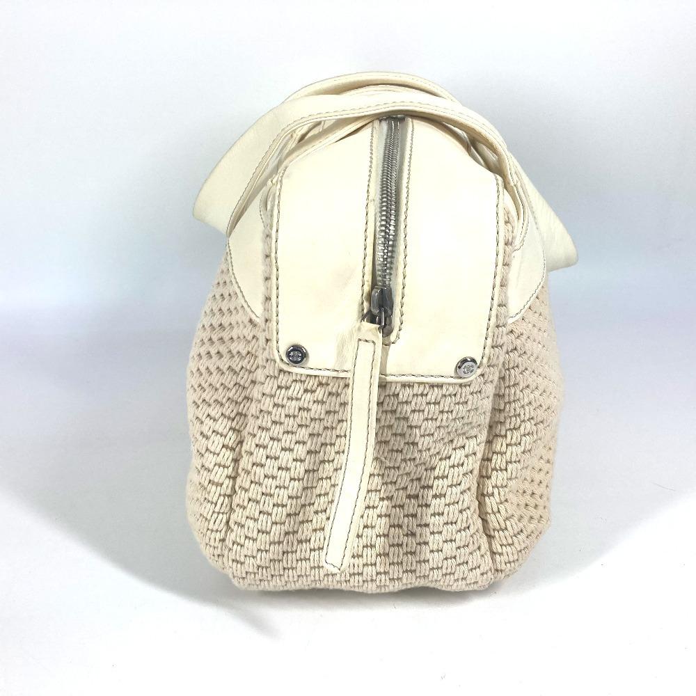 CHANEL CC CC Mark logo Tote Bag Shoulder Bag Hand Bag Leather/Canvas Beige/White