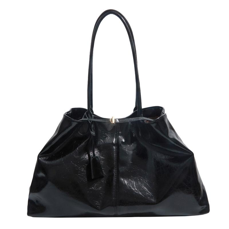 Borsa Tote in Pelle Lucida da Donna Grande Capacità Borsa a Spalla Borsa a Mano di Design alla Moda Uso Quotidiano Stile Classico