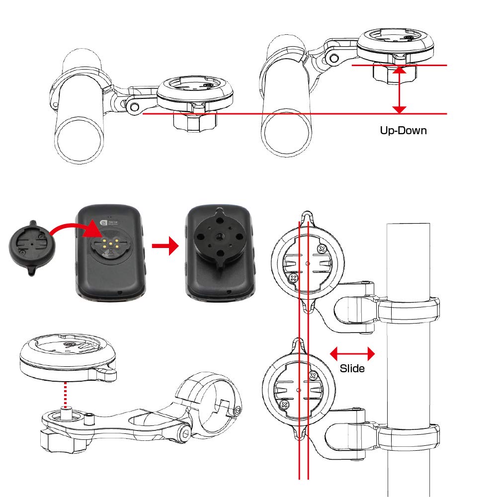 REC Mount Black Cycle Computer Mount for Polar Type 5 TT5-PL TT/Aero/DH Bars,