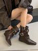 Short Boots Women's Boots New 2025 Autumn and Winter Women's Boots Inner Height Increase Small Square Head Short Boots Niche Design Pants Boots