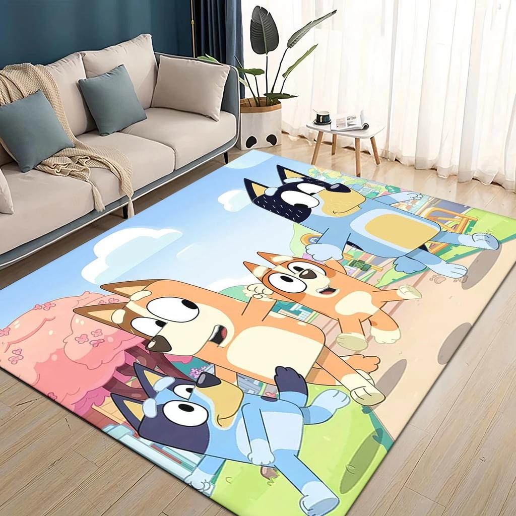 SICAK 3D Mavi Köpek Ailesi Çizgi Film Köpekler Halı Kilim Oturma Odası Yatak Odası Ev Dekorasyonu için, Çocuk Oyun Kaymaz Kanepe Önü Paspas