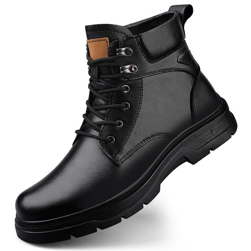 Men's Mid-Calf Genuine Leather Retro Martin Boots - Autumn/Winter Fashion, Versatile Thick Sole