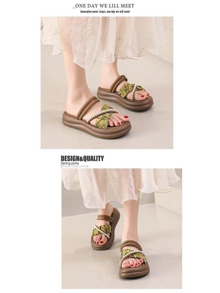 Dámské letní římské sandály 2025: Protiskluzové pantofle se silnou podrážkou a měkkou podrážkou, chladivé nošení dvěma způsoby