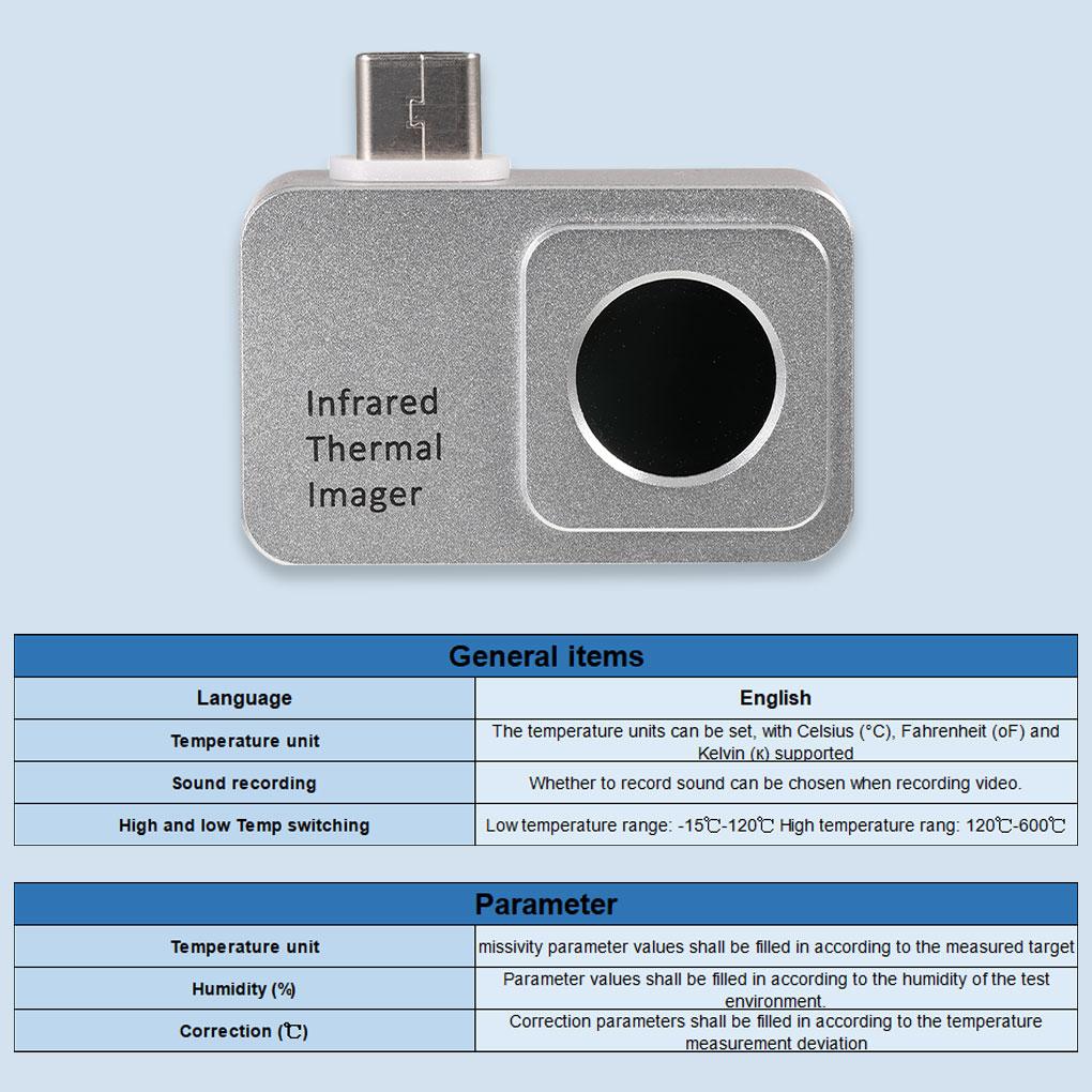 Thermal Imager Portable High-resolution Lightweight Industrial Testing Tool Heat Loss Detector 256x192 Resolution