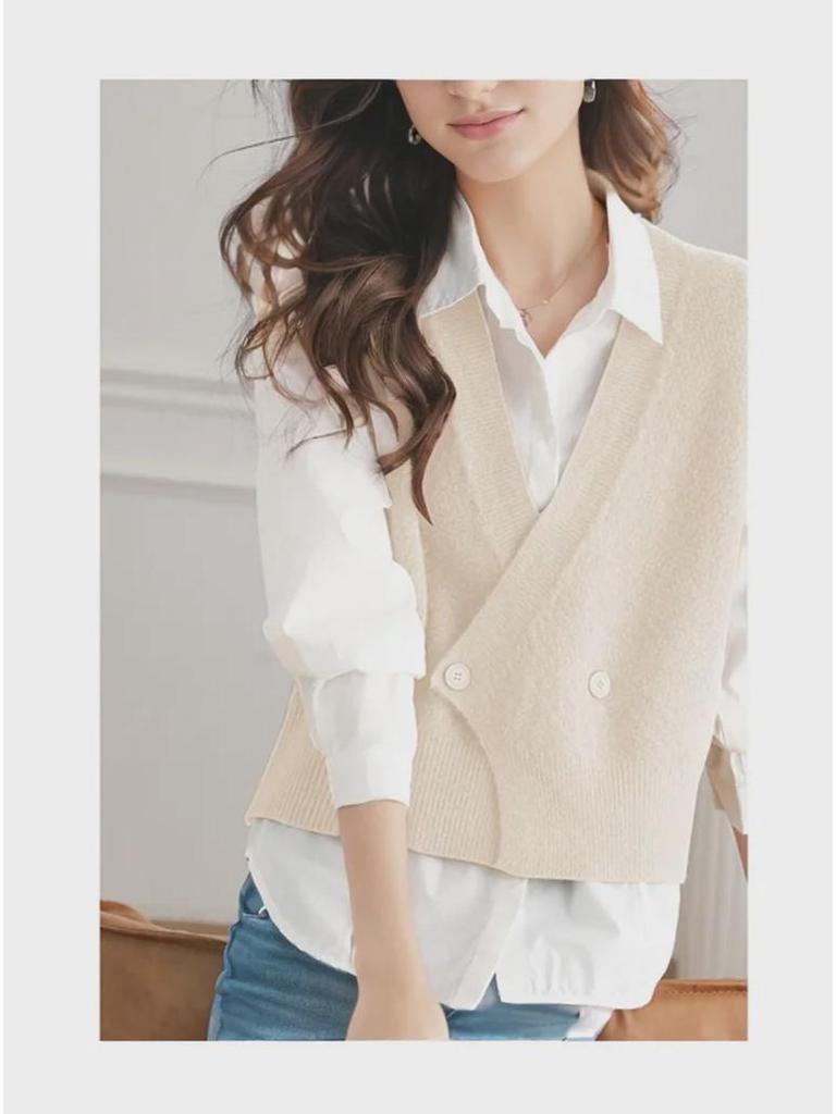 Trendy Women's Spring Knit Sweater Vest Cardigan