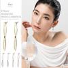 LOKUMI Earrings Made In Japan 18k Gold K18 Post K18 Compatible with Metal Allergies Marquise Metal Swing Earrings Long Ladies Simple Stud Sway