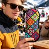 Geometric Pattern Eyeglass Case Hard Shell Zipper Glasses Storage Bag with Hook Portable Sunglasses Protector for Travel Outdoor