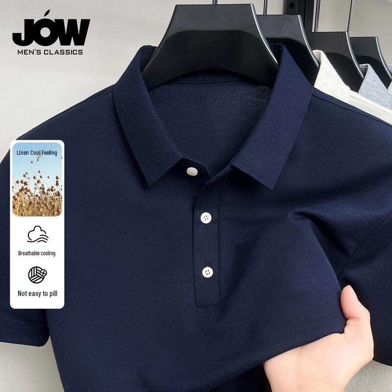 

JOW Men s Short Sleeve Linen Blend Polo Shirt L