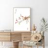 Japanese Watercolor Sakura Birds Posters and Prints Cherry Blossom Flower Canvas Painting Wall Art Picture for Living Room Decor