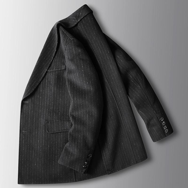 Autumn and Winter Slim-fit Striped Handmade Double-sided Woolen Business Suit Middle-aged and Young Jacket