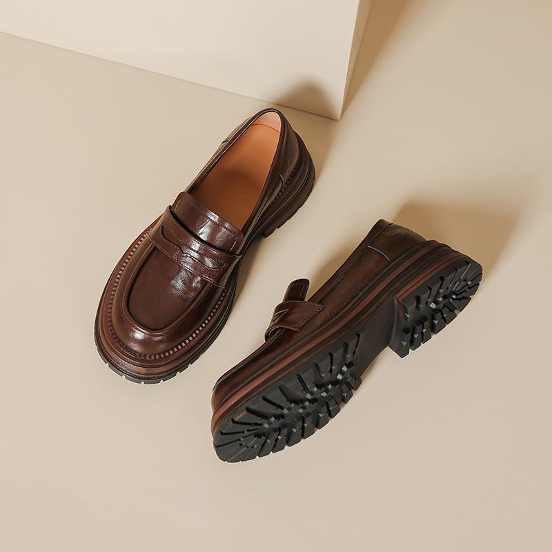 

Туфли Мэри Джейн на платформе, маленькие кожаные туфли, женские, весна-лето 2025, новые французские маленькие ароматные туфли-лодочки, из мягкой кожи 40 коричневый