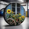 Vibrant Sunflower Garden Spare Tire Cover 100% Polyester Universal Fit For SUV Trailer Truck