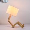 Nordic Solid Wood LED Bedside Night Light - Robot Table Lamp
