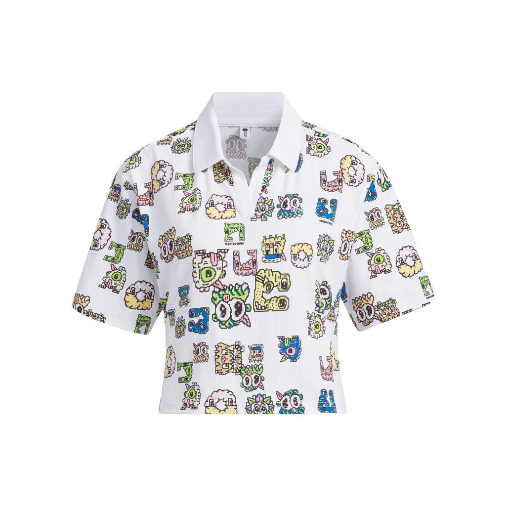 Adidas Neo Cartoon Print Polo Shirt Women Tops White IK5140