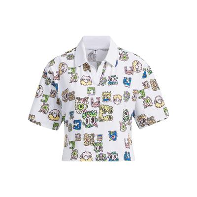Neo Cartoon Print Polo Shirt Women Tops White IK5140