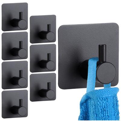 Self-Adhesive Hanger Hook, Steel, Black, 8 Pcs.