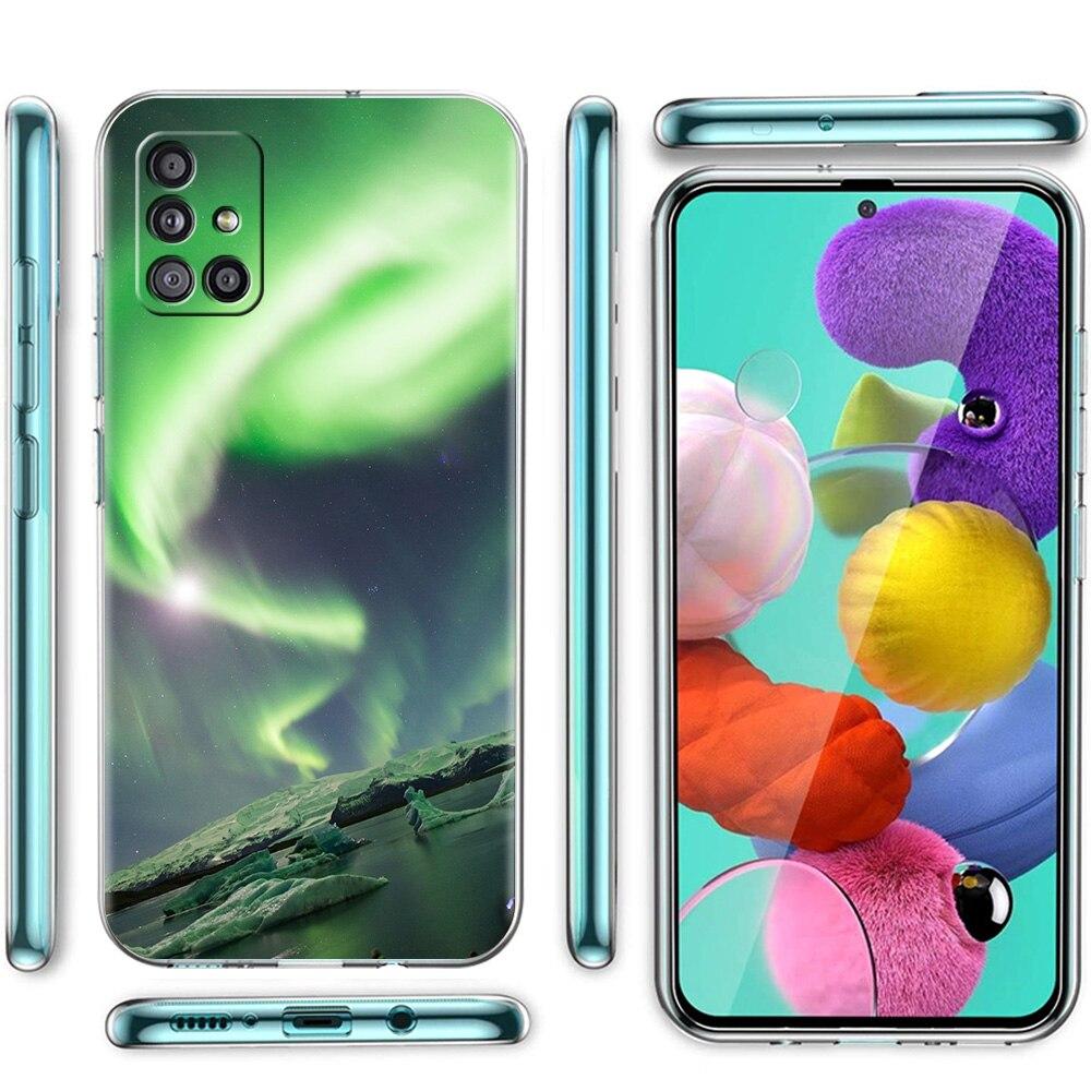 Etui na telefon Aurora Borealis dla Samsung Galaxy A51 A71 A21S A12 A11 A31 A41 A52 A32 5G A72 A01 A02S Miękkie silikonowe przezroczyste etui