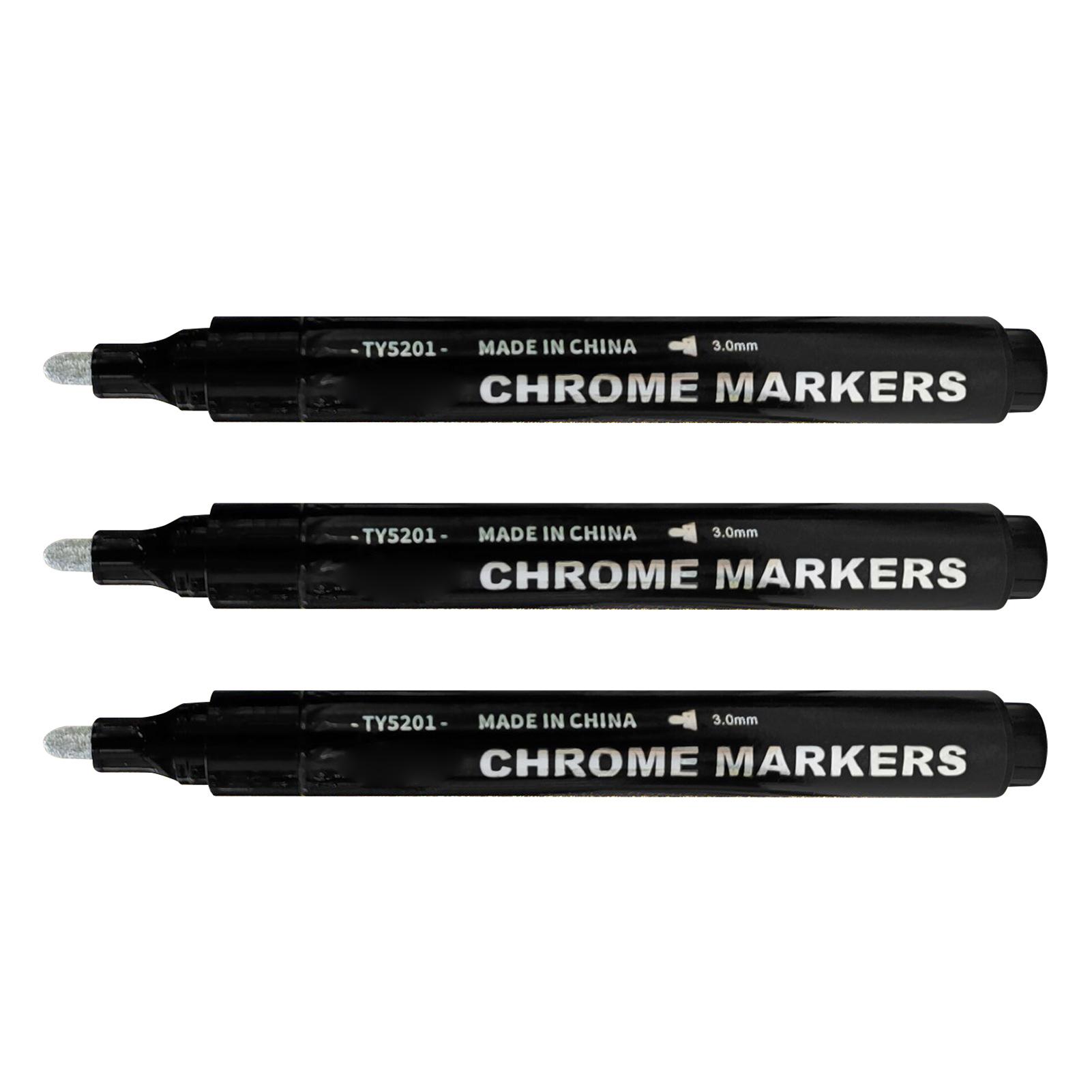 

3Pack Mirror Paint Pens Chrome Marker Pen for Mirror Surface Permanent Reflective Liquid Suitable for Model Painting серебряный